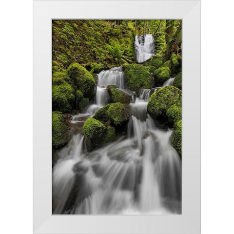 Waterfall I White Modern Wood Framed Art Print by Mahan, Kathy