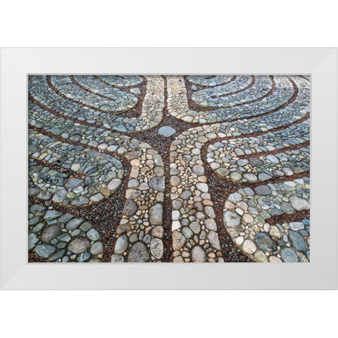Halls Hill Labyrinth I White Modern Wood Framed Art Print by Mahan, Kathy