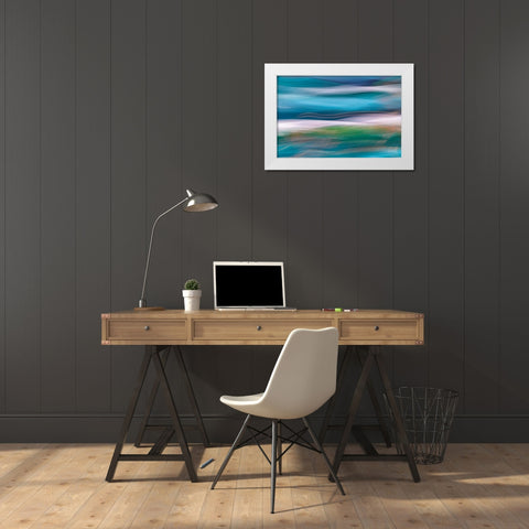 Waves of Blue II White Modern Wood Framed Art Print by Mahan, Kathy