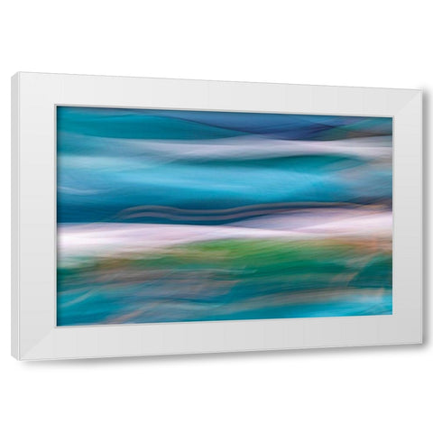 Waves of Blue II White Modern Wood Framed Art Print by Mahan, Kathy