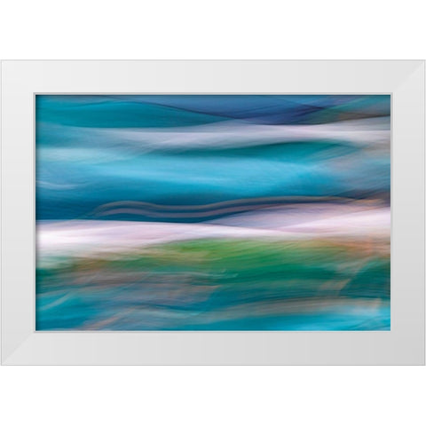 Waves of Blue II White Modern Wood Framed Art Print by Mahan, Kathy