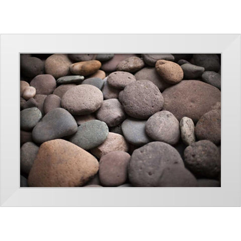 Pebble Patch I White Modern Wood Framed Art Print by Millet, Karyn