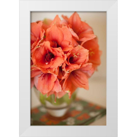 Peach Bouquet White Modern Wood Framed Art Print by Millet, Karyn