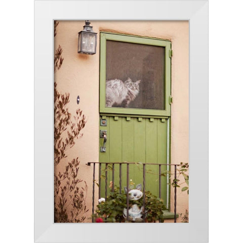 Kitty in the Window White Modern Wood Framed Art Print by Millet, Karyn