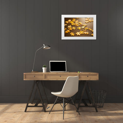 Puzzle I White Modern Wood Framed Art Print by Millet, Karyn