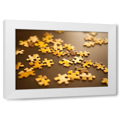 Puzzle I White Modern Wood Framed Art Print by Millet, Karyn