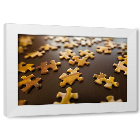 Puzzle II White Modern Wood Framed Art Print by Millet, Karyn