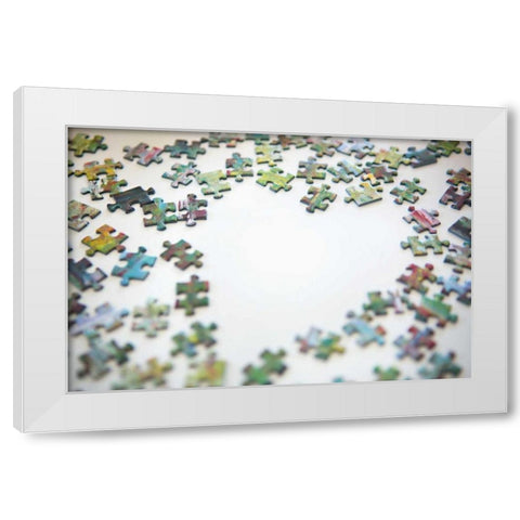 Puzzle Heart II White Modern Wood Framed Art Print by Millet, Karyn