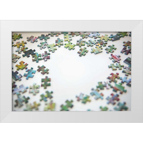 Puzzle Heart II White Modern Wood Framed Art Print by Millet, Karyn