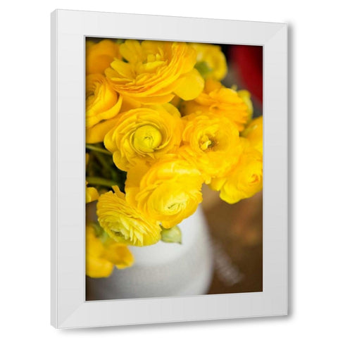 Yellow Ranunculus White Modern Wood Framed Art Print by Millet, Karyn