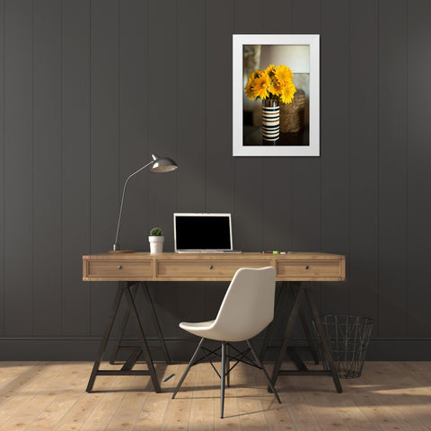 Sunflower Bouquet White Modern Wood Framed Art Print by Millet, Karyn