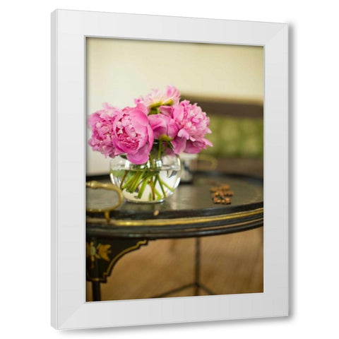 Peonies in the Parlor White Modern Wood Framed Art Print by Millet, Karyn