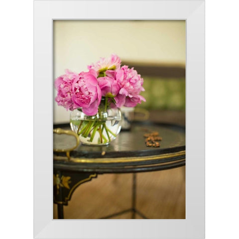 Peonies in the Parlor White Modern Wood Framed Art Print by Millet, Karyn