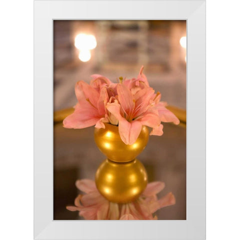 Lillies Bouquet White Modern Wood Framed Art Print by Millet, Karyn