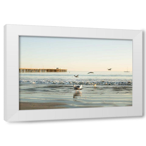Ocean Pier White Modern Wood Framed Art Print by Millet, Karyn