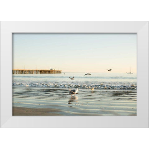 Ocean Pier White Modern Wood Framed Art Print by Millet, Karyn