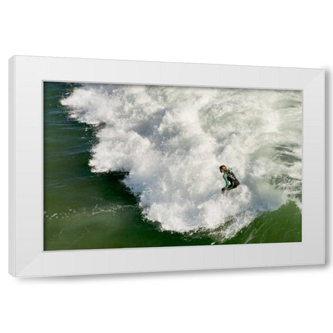 Surfing III White Modern Wood Framed Art Print by Millet, Karyn