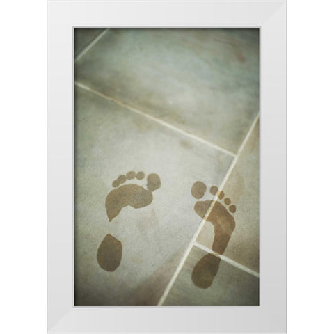 Footprints White Modern Wood Framed Art Print by Millet, Karyn
