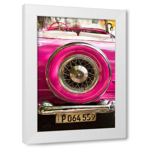 Pink Car in Cuba II White Modern Wood Framed Art Print by Millet, Karyn