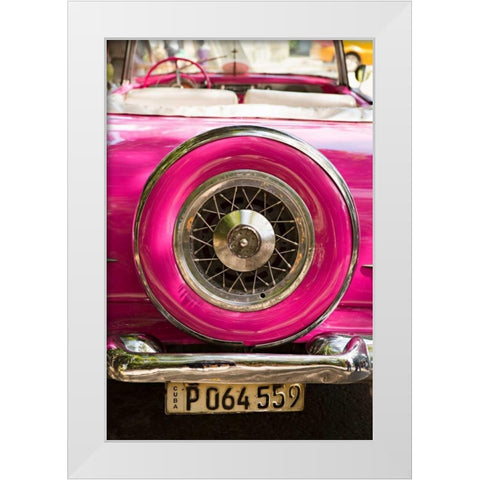 Pink Car in Cuba II White Modern Wood Framed Art Print by Millet, Karyn