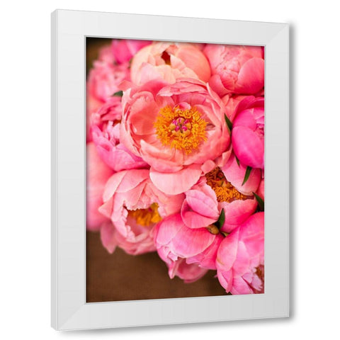 Variations Of Pink Bouquet White Modern Wood Framed Art Print by Millet, Karyn