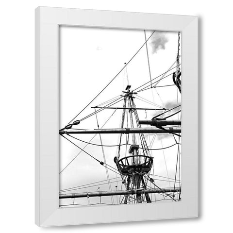 Sail Lines and Angles BandW White Modern Wood Framed Art Print by Millet, Karyn
