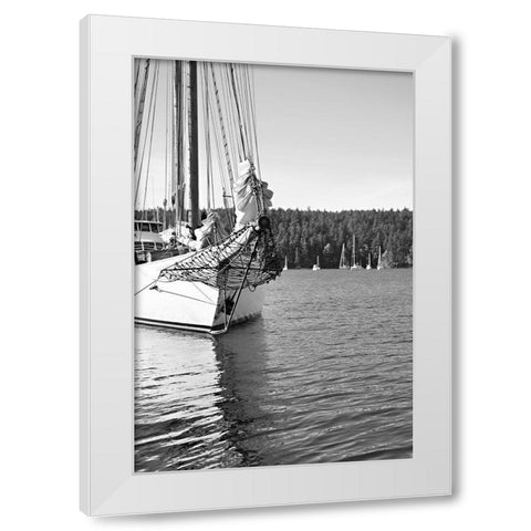 Out To Sea BandW White Modern Wood Framed Art Print by Millet, Karyn