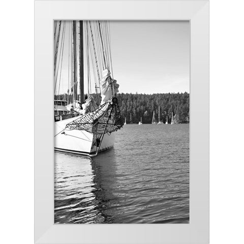 Out To Sea BandW White Modern Wood Framed Art Print by Millet, Karyn