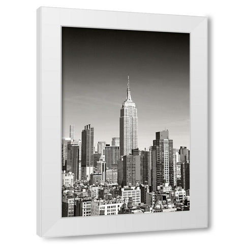 New York Cityscape BandW White Modern Wood Framed Art Print by Millet, Karyn