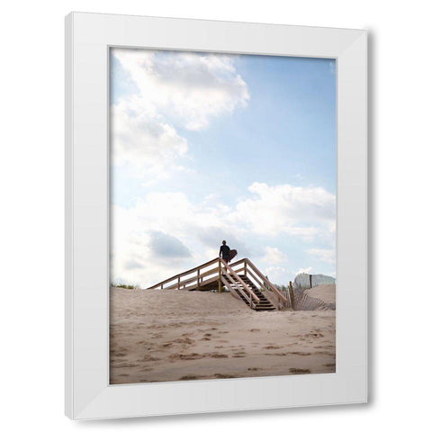 Sandy Stairs White Modern Wood Framed Art Print by Millet, Karyn
