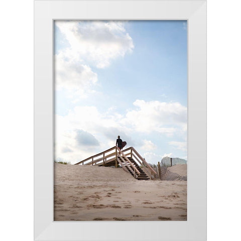 Sandy Stairs White Modern Wood Framed Art Print by Millet, Karyn