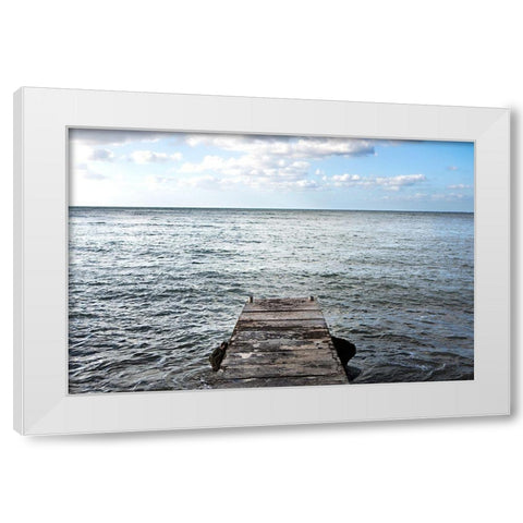 Pier Over The Rocky Sea White Modern Wood Framed Art Print by Millet, Karyn