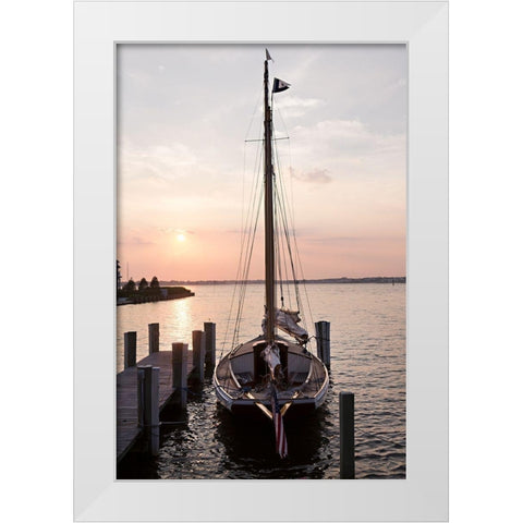 Sailing Silhouette at Sunset White Modern Wood Framed Art Print by Millet, Karyn