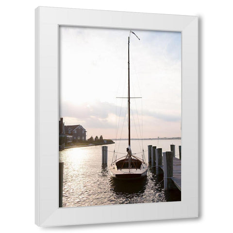 Along The Pier White Modern Wood Framed Art Print by Millet, Karyn