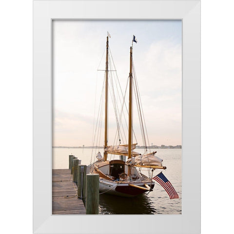 Patriotic Sailing White Modern Wood Framed Art Print by Millet, Karyn