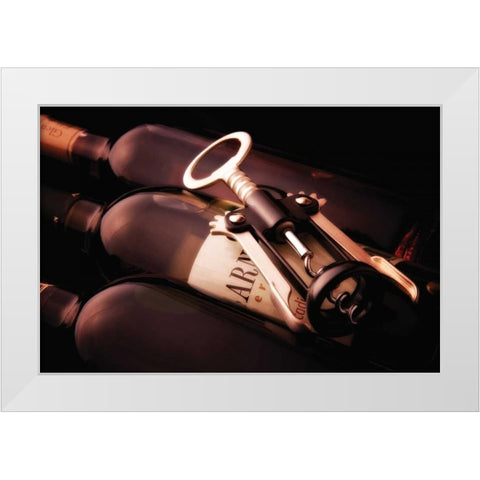 Wine and Corkscrew White Modern Wood Framed Art Print by McNemar, C. Thomas