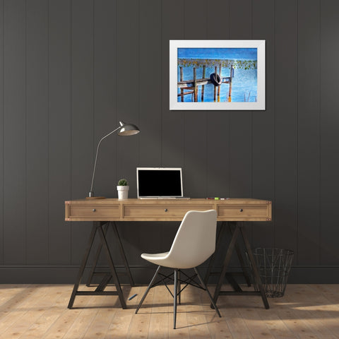 Boat Dock Pastel White Modern Wood Framed Art Print by McNemar, C. Thomas