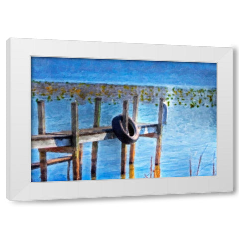 Boat Dock Pastel White Modern Wood Framed Art Print by McNemar, C. Thomas