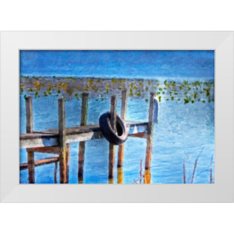 Boat Dock Pastel White Modern Wood Framed Art Print by McNemar, C. Thomas