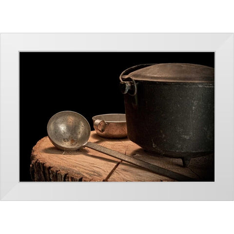 Dutch Oven and Ladle White Modern Wood Framed Art Print by McNemar, C. Thomas