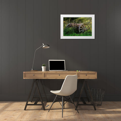 Abandoned Farm Equipment White Modern Wood Framed Art Print by McNemar, C. Thomas