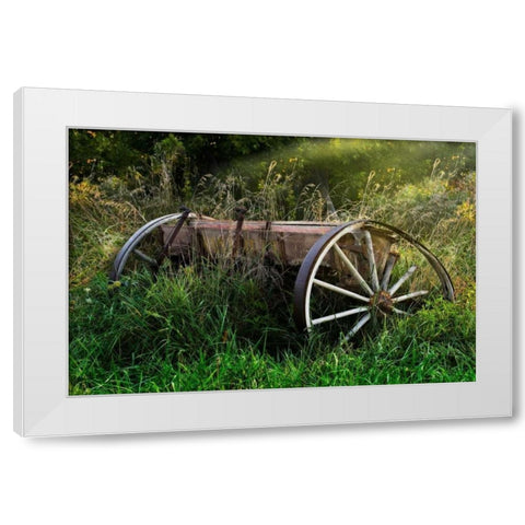 Abandoned Farm Equipment White Modern Wood Framed Art Print by McNemar, C. Thomas