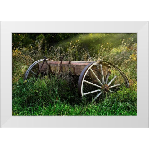 Abandoned Farm Equipment White Modern Wood Framed Art Print by McNemar, C. Thomas