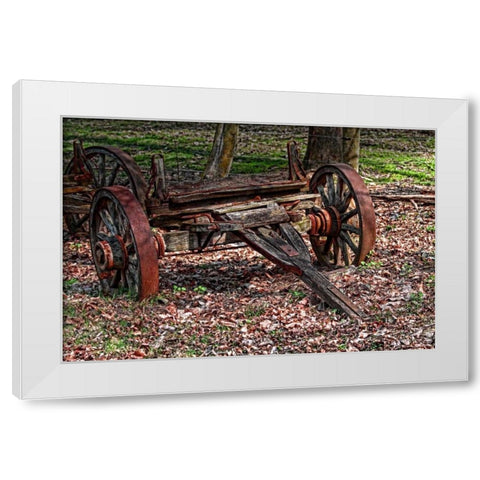 Abandoned Wagon White Modern Wood Framed Art Print by McNemar, C. Thomas