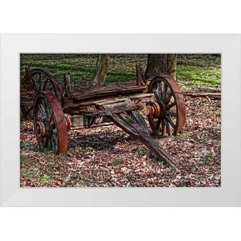Abandoned Wagon White Modern Wood Framed Art Print by McNemar, C. Thomas