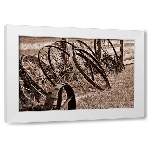 Antique Wagon Wheels II White Modern Wood Framed Art Print by McNemar, C. Thomas