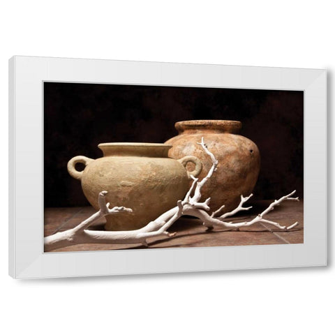 Pottery with Branch I White Modern Wood Framed Art Print by McNemar, C. Thomas