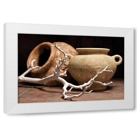 Pottery with Branch II White Modern Wood Framed Art Print by McNemar, C. Thomas