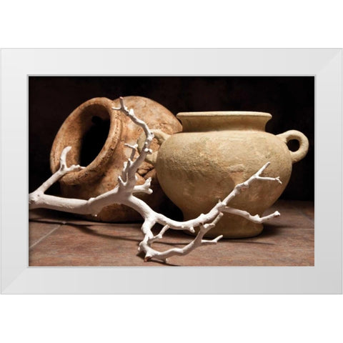 Pottery with Branch II White Modern Wood Framed Art Print by McNemar, C. Thomas