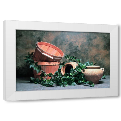 Pottery with Ivy II White Modern Wood Framed Art Print by McNemar, C. Thomas